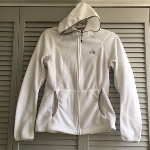 North Face white fleece zip hoodie